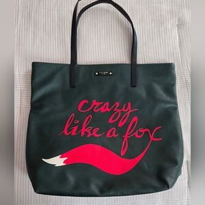 Kate Spade New York Crazy Like A Fox Green Limited Edition Tote NWOT